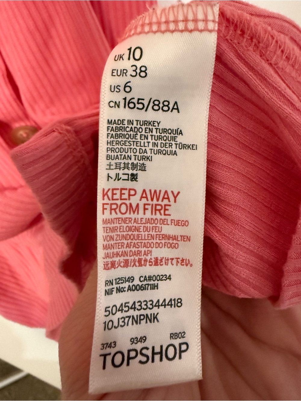 Topshop Pink Button-Front Tie-Strap Ribbed Mini Dress - Picture 5 of 8